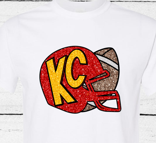 Faux Glitter Chiefs Helmet