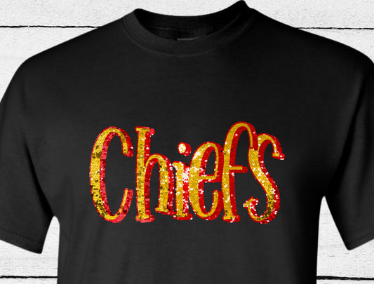 Faux Glitter Chiefs Gold