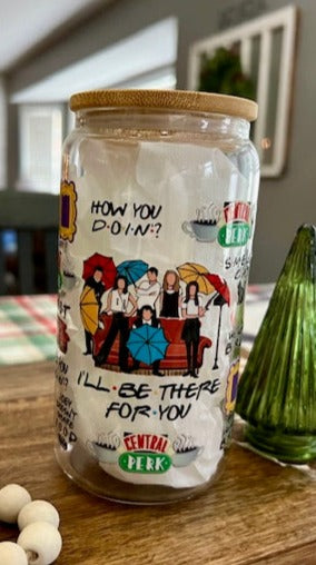 Friends - UV DTF 16oz Beer Can Glass