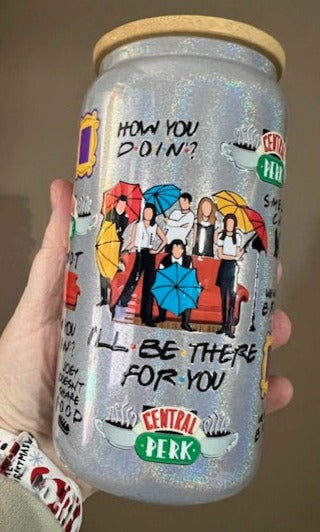 Friends - UV DTF 16oz Beer Can Glass