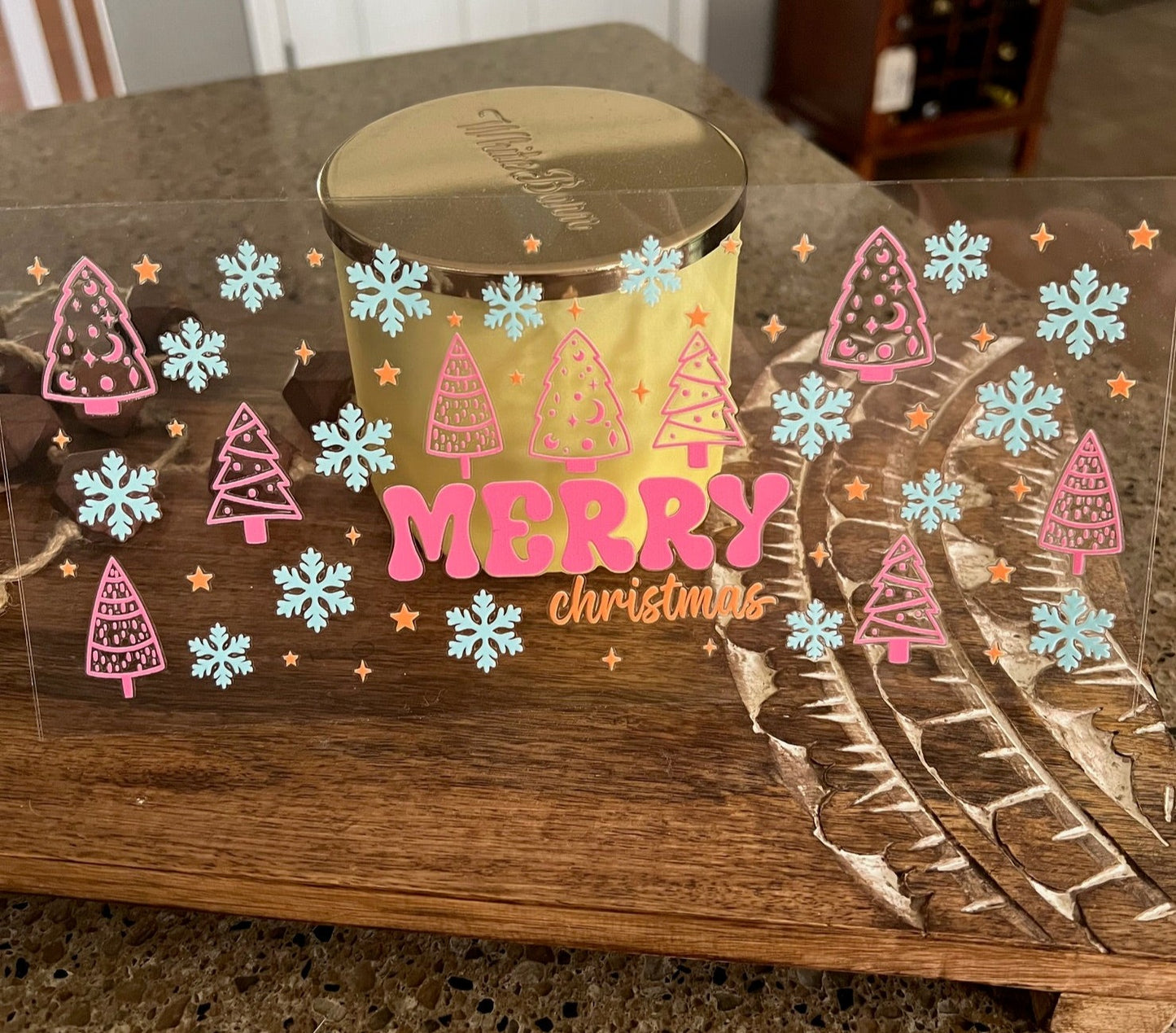 Pastel Merry Christmas Retro UV/DTF wrap