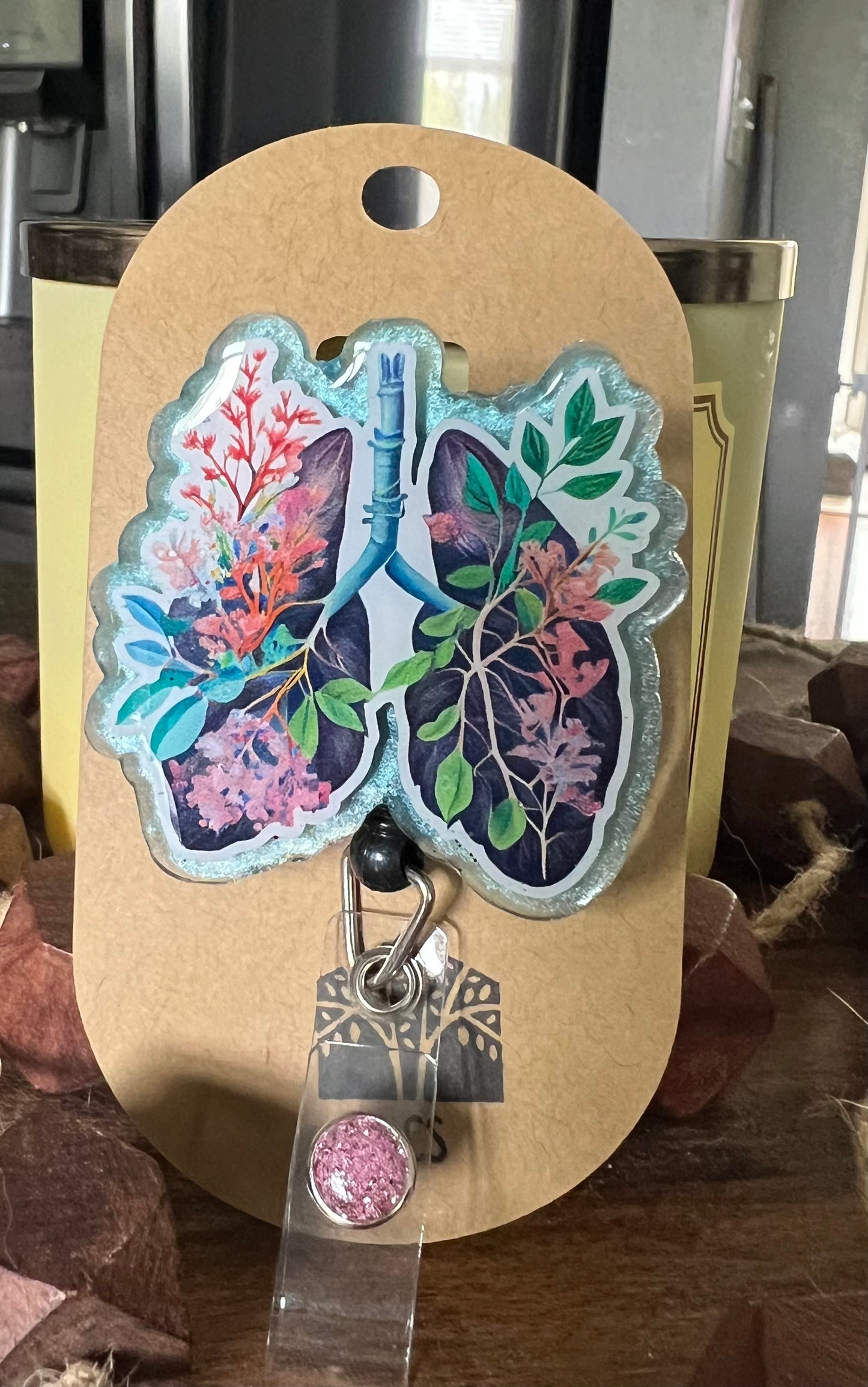 Floral Lungs - Retractable Badge Clip