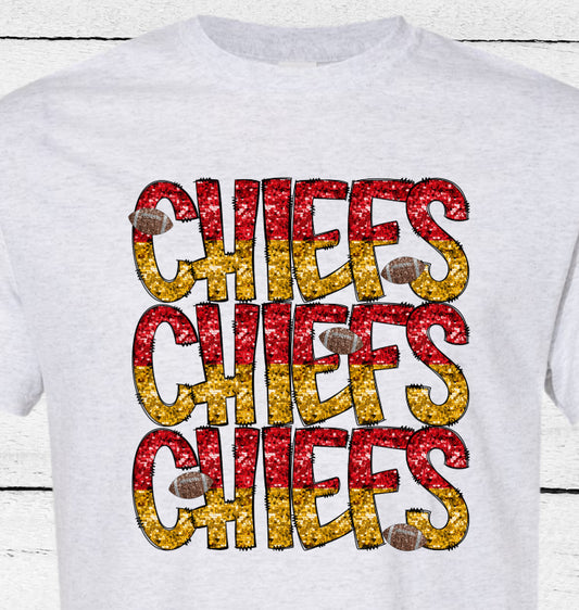 Faux Glitter Triple Chiefs