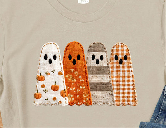 Faux Patchwork Ghosts