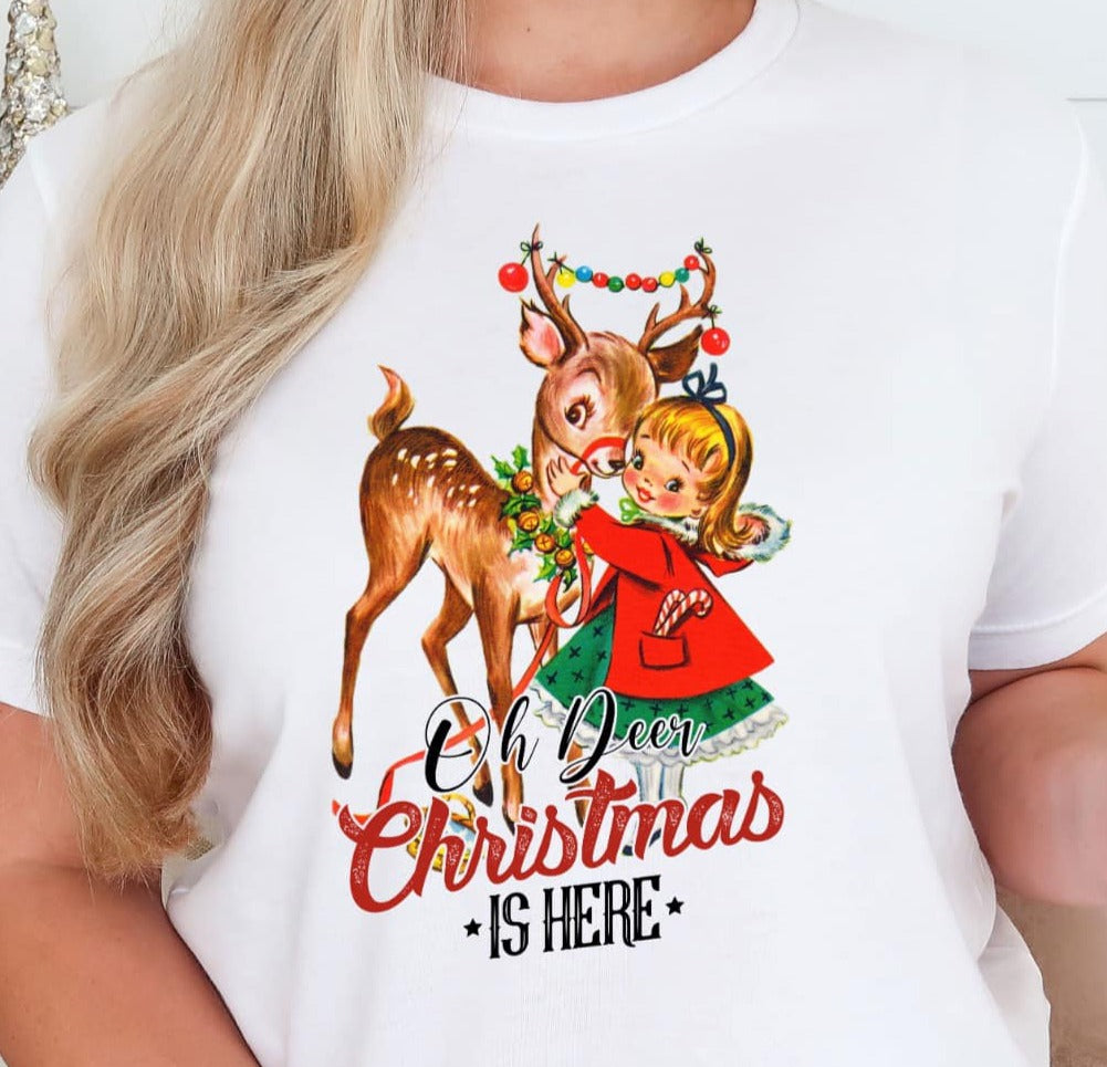 Oh Deer Christmas Is Here Vintage Design