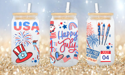 Gnome 4th of July UV DTF 16oz cup wrap