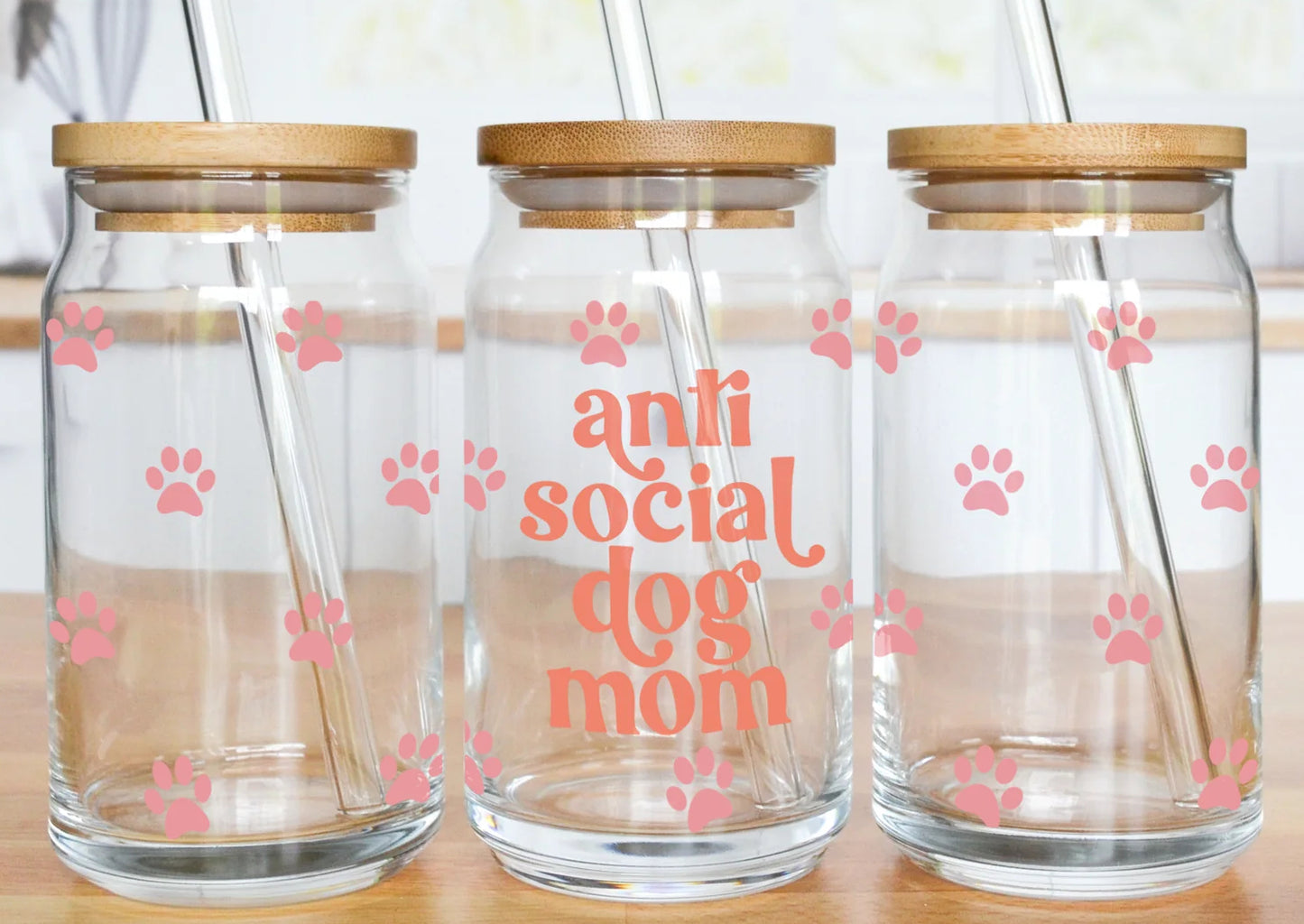 Anti - Social Dog Mom  UV DTF 16oz cup wrap