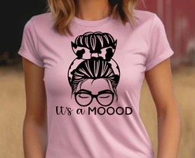 It's A Moood Messy Bun Cow Print T-Shirt