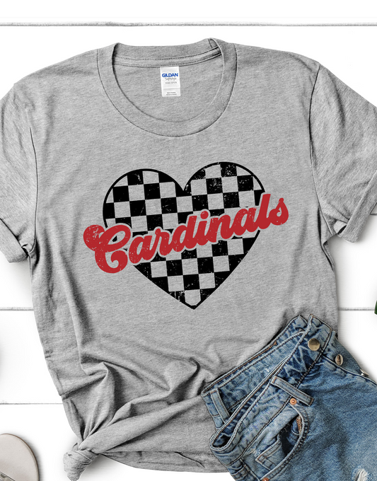 STL Cardinals Checkered Heart T-shirt