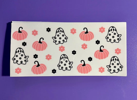 Floral Ghost and Pumpkins UV/DTF wrap