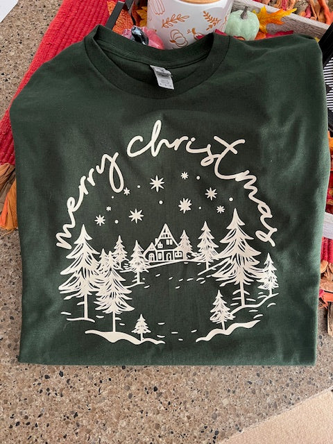 Merry Christmas Tree Cabin T-Shirt