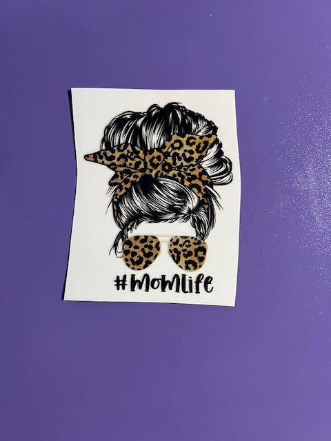 Mom Life Cheetah Messy Bun -UV/DTF Decal