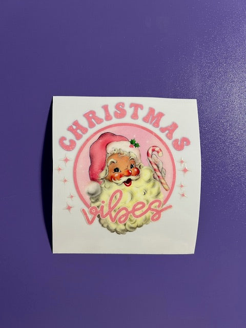 Pink Christmas Vibes Santa -UV/DTF Decal