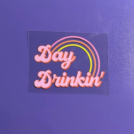 Pink Day Drinkin' Retro  -UV/DTF Decal