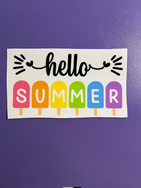 Hello Summer Popsicles -UV/DTF Decal