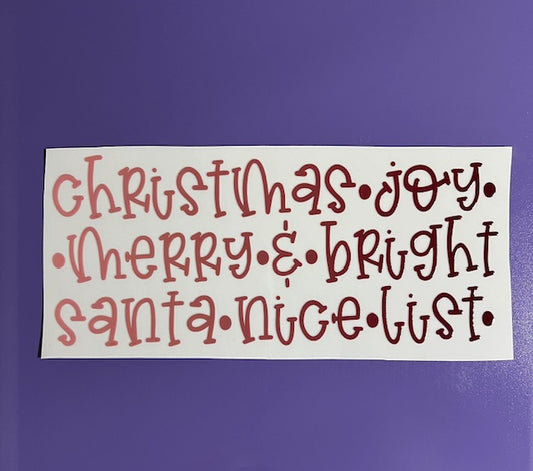 Ombre Christmas words UV/DTF wrap