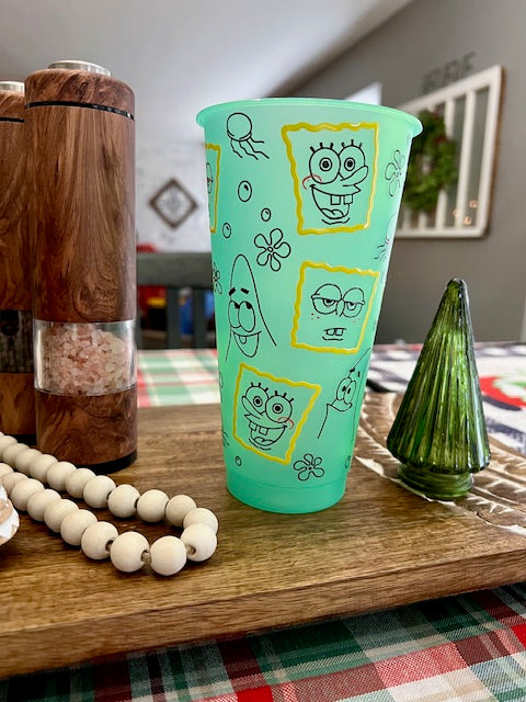 Spongebob UV DTF 24oz Color Changing Cup