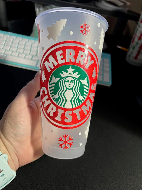 Gnomes Merry Christmas UV DTF 24oz Starbucks Cup