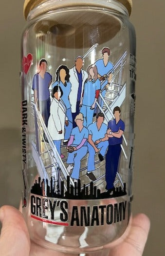 Grey's Anatomy -  UV DTF 16oz Beer Can Glass