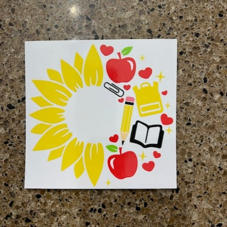 Teacher Sunflower for Star bucks cup -UV/DTF Decal