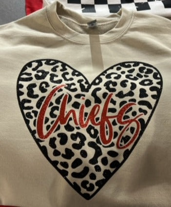 Heart Leopard KC Chiefs  T-Shirt