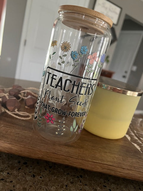 Teacher -  UV DTF 20oz Beer Can Glass