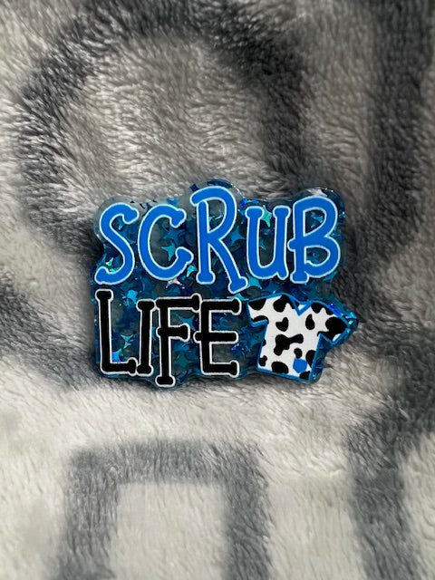 Scrub Life Cow Print Badge Reel