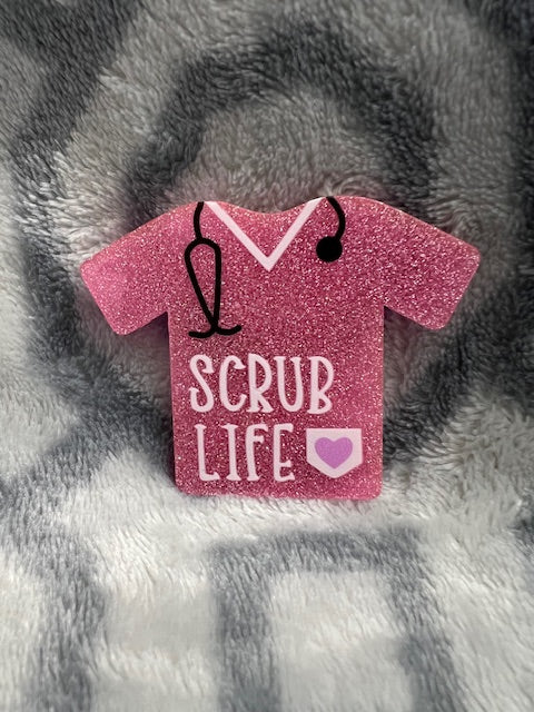 Scrub Life pink Badge Reel