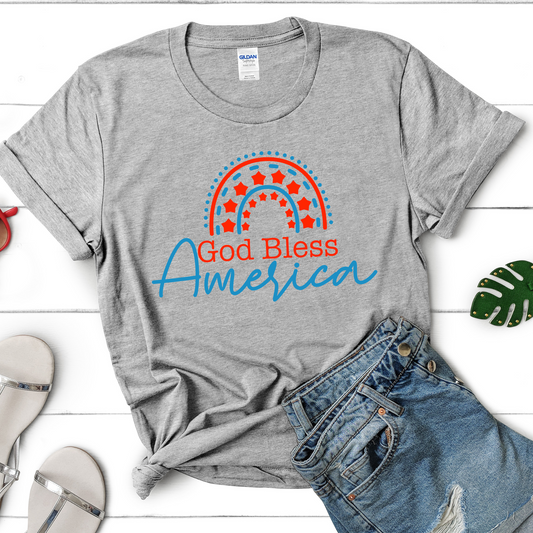 Rainbow God Bless America T-shirt