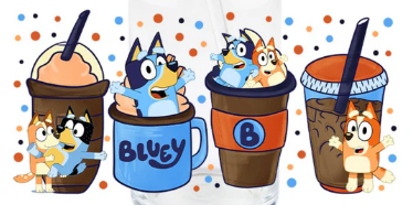 Blue Dog Family Cups UV/DTF Wrap