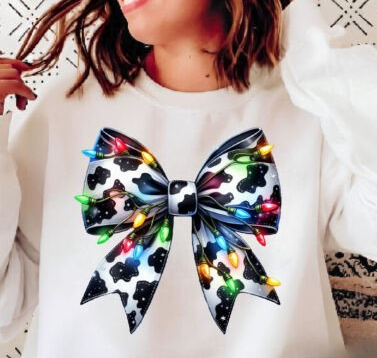 Cow Print Christmas Bow