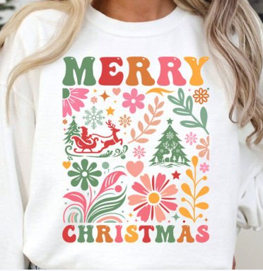 Boho Floral Merry Christmas