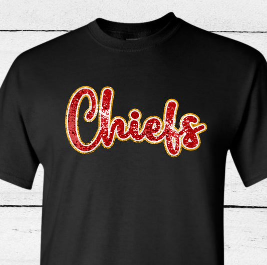 Faux Glitter KC Chiefs Shirt