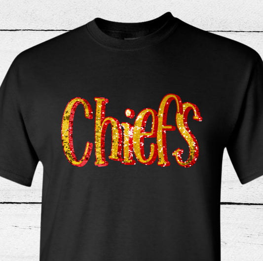 Faux Glitter Chiefs Shirt