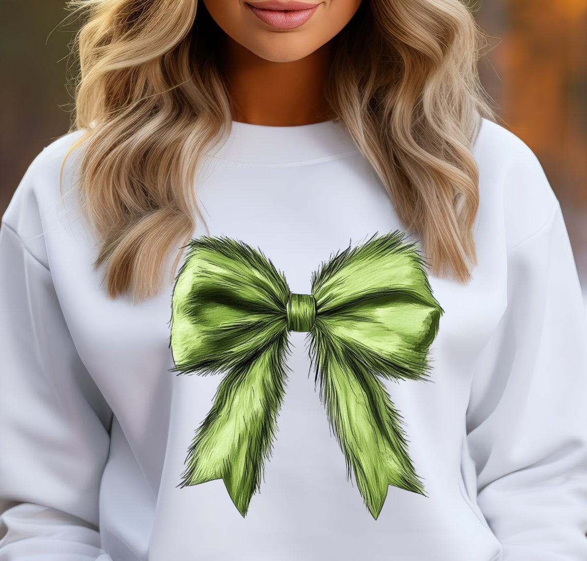 Green Furry Bow Shirt