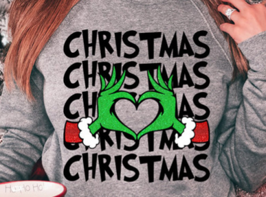 Christmas Heart Hands Faux Glitter (red and green)  T-Shirt