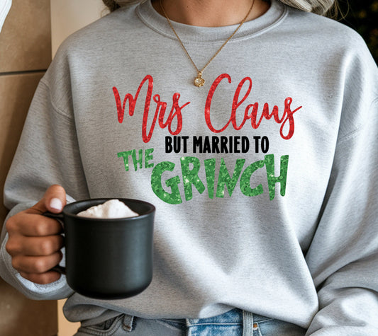 Mrs. Claus But Married To The Grinch faux glitter