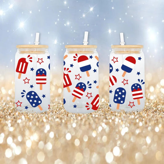 Popsicles 4th of July UV DTF 16oz cup wrap