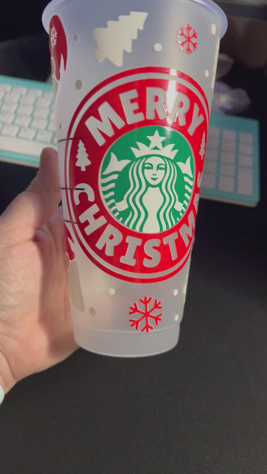 Gnomes Merry Christmas UV DTF 24oz Starbucks Cup