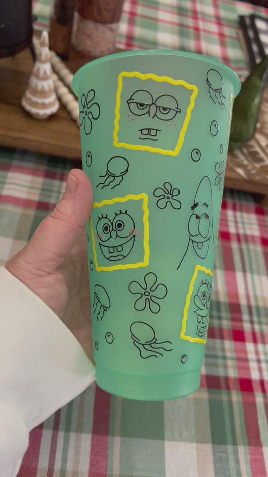 Spongebob UV DTF 24oz Color Changing Cup