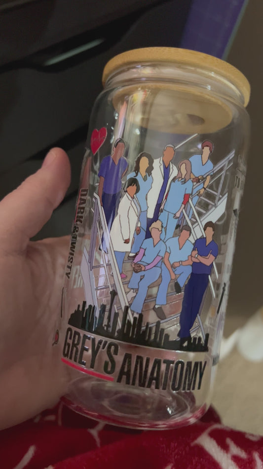 Grey's Anatomy -  UV DTF 16oz Beer Can Glass