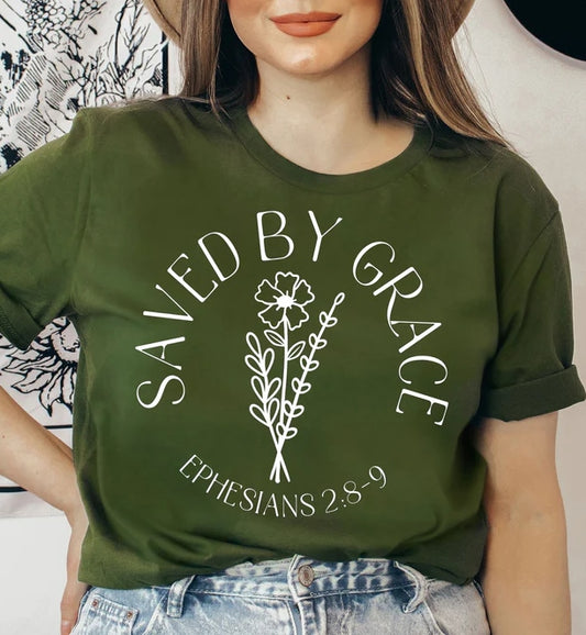 Saved By Grace Ephesians 2:8-9 T-Shirt