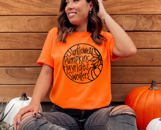 Sunflowers Pumpkins Hayrides Sweaters T-shirt